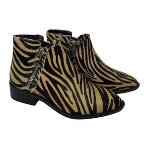 Steve Madden Brown Zebra Print Hickory Ankle Boots‎ Leather Boots 5.5 NEW